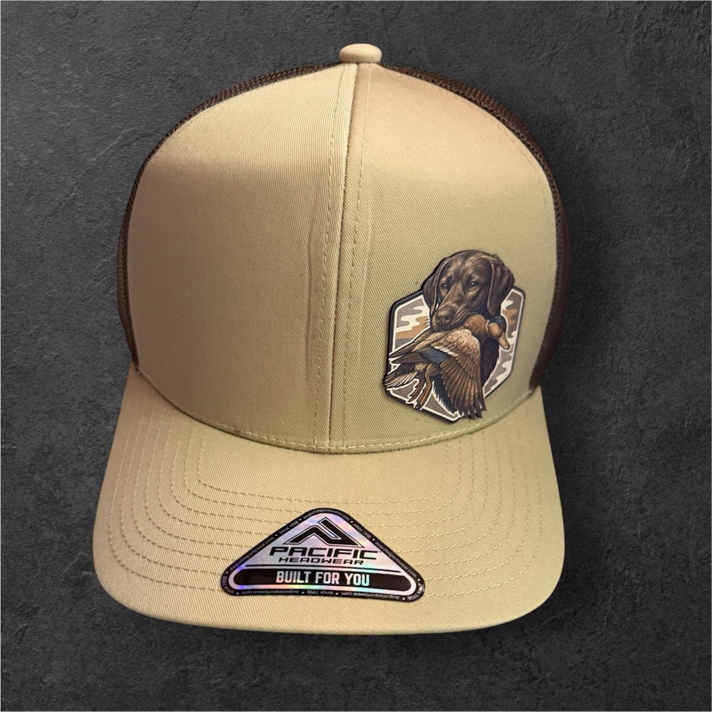 BG Patch & Brim Hunting Dog Patch Hat | Duck Hunting Lab Trucker Cap